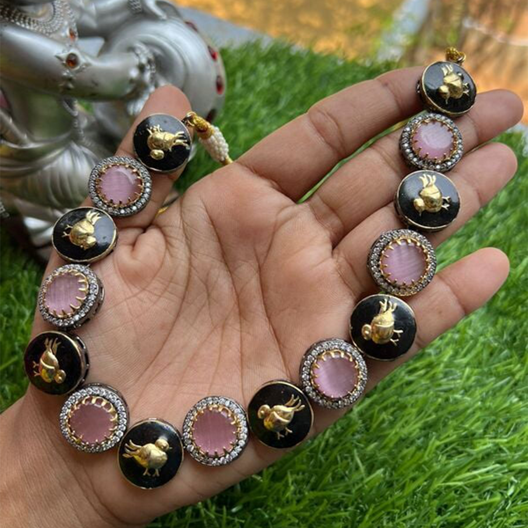 Bird design unique design Victorian neckpiece with Earrings