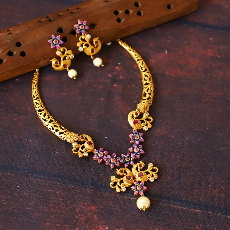MEENAKARI MAYURA NECKPIECE