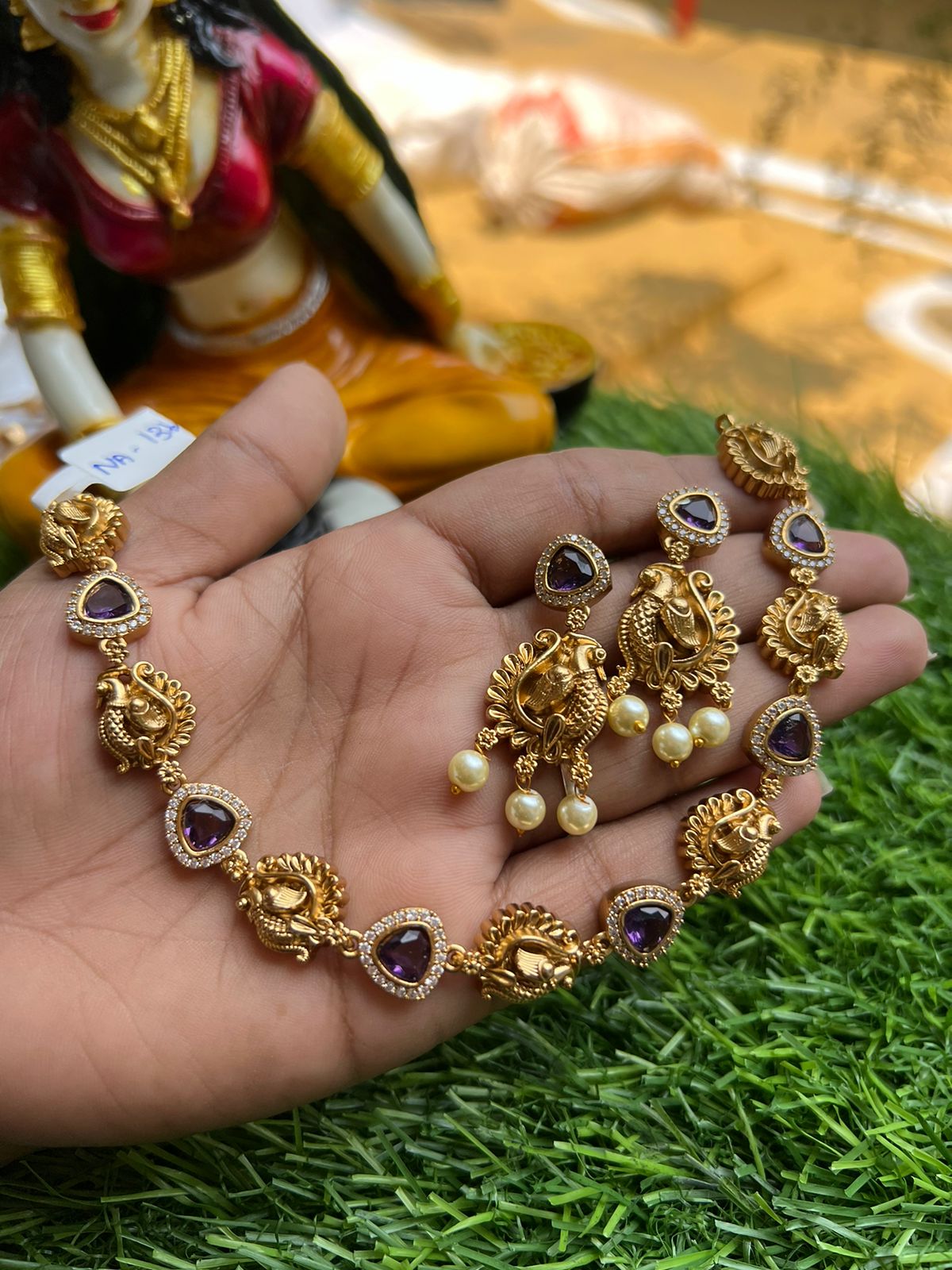peacock design Multistone Neckpiece