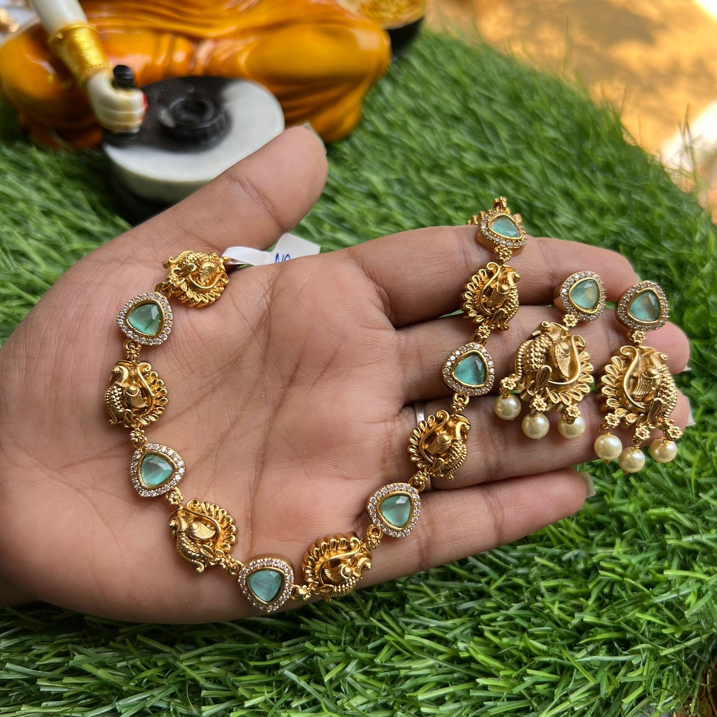 peacock design Multistone Neckpiece