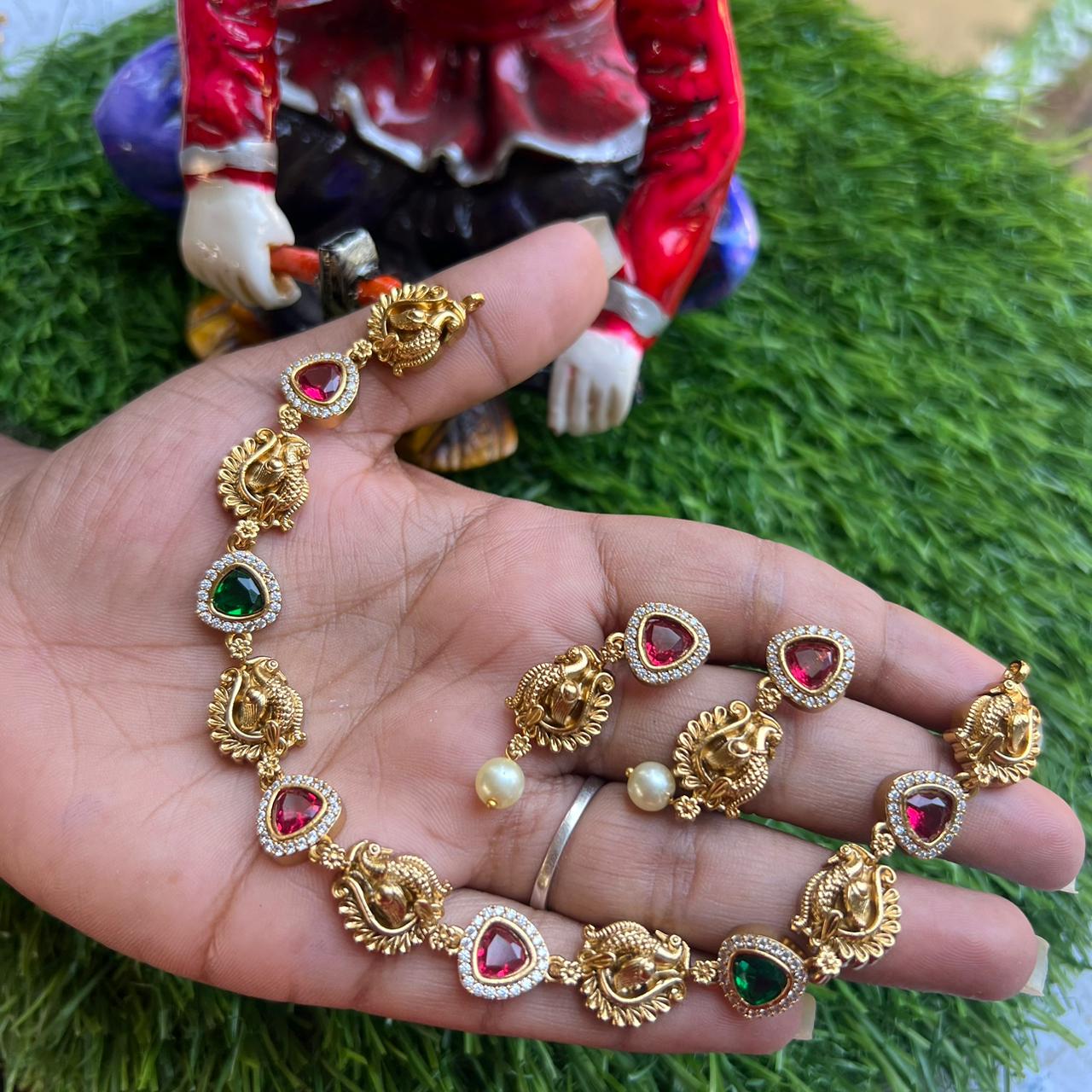 peacock design Multistone Neckpiece