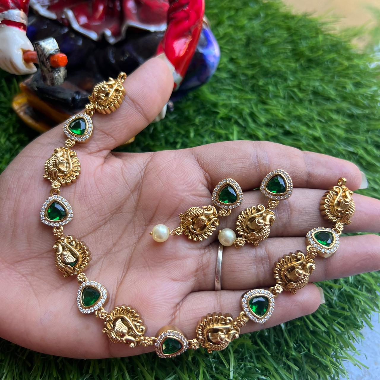 peacock design Multistone Neckpiece