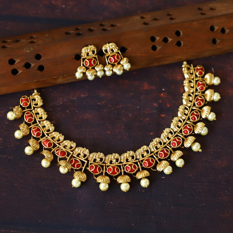 PAVALAM CORAL NECKPIECE