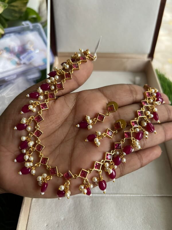 Unique Square Shape Kundan Bead Neckpeace