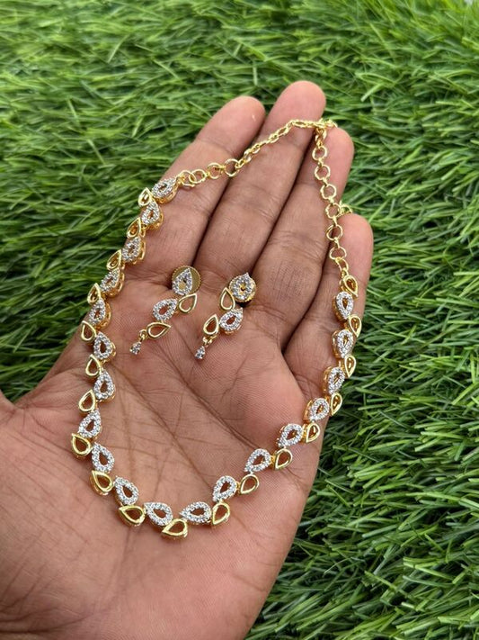 Unique Oval Shaped Diamond Necklace and Earrings