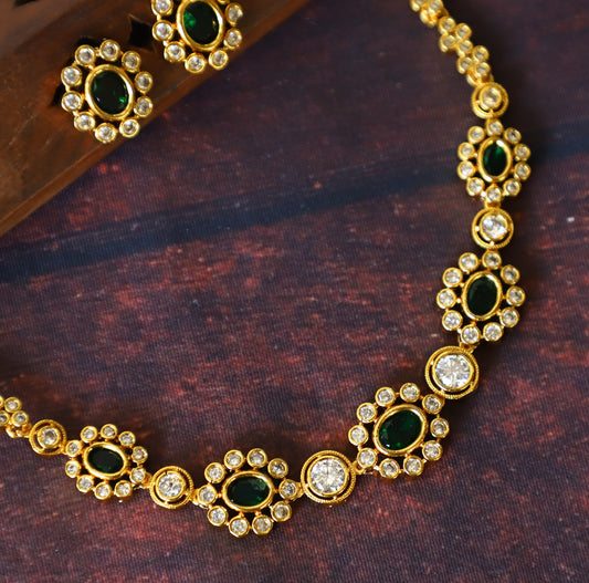 TRENDY WHITE AND GREEN STONE NECKPIECE