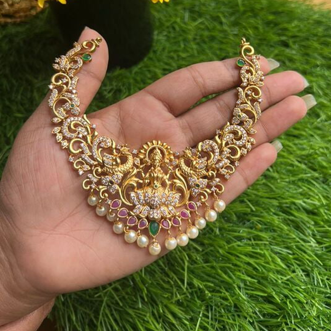 Gold Finish White Bead with Neckpiece