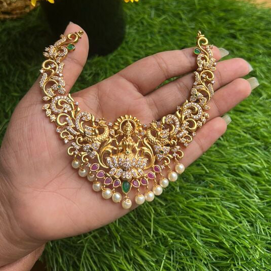 Gold Finish White Bead with Neckpiece