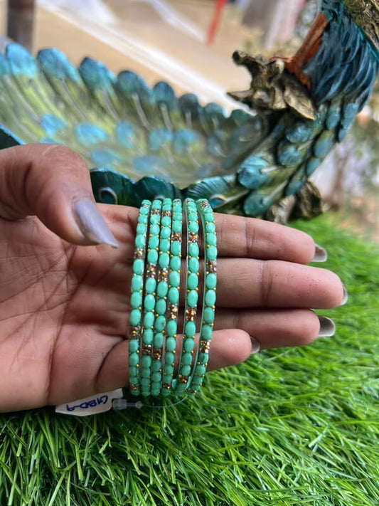 GLASS BANGLE STONE FLOWER DESIGHN PISTHA COLOUR
