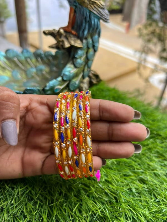 GLASS BANGLE WHEAT DESIGHN MULTI COLOUR