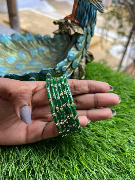 glass bangle wheat desighn green