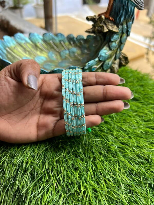 glass bangles wheat desighn sky blue