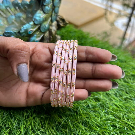 glass bangles wheat desighn light peach