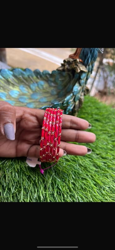 glass bangle wheat desighn light pink